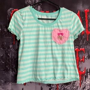 Polly Pocket Striped Crop Tee w/ Pocket